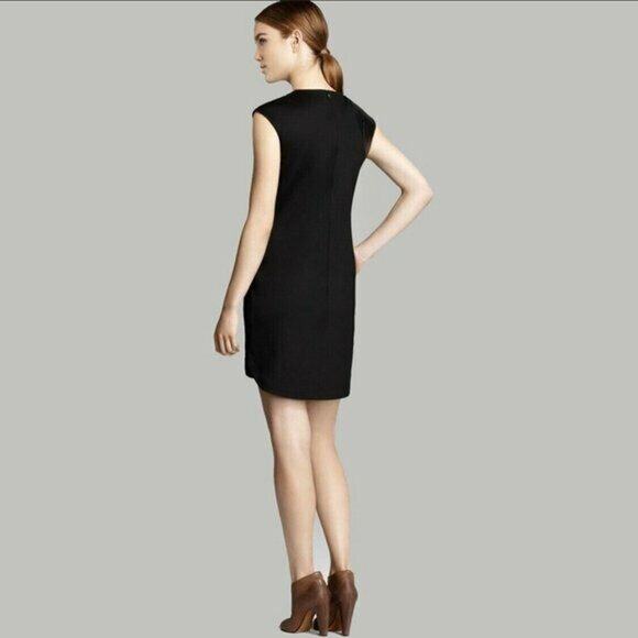 NWT Trina Turk Missy Black Ponte Sheath Dress Size 10 Leather Detail - Picture 6 of 14